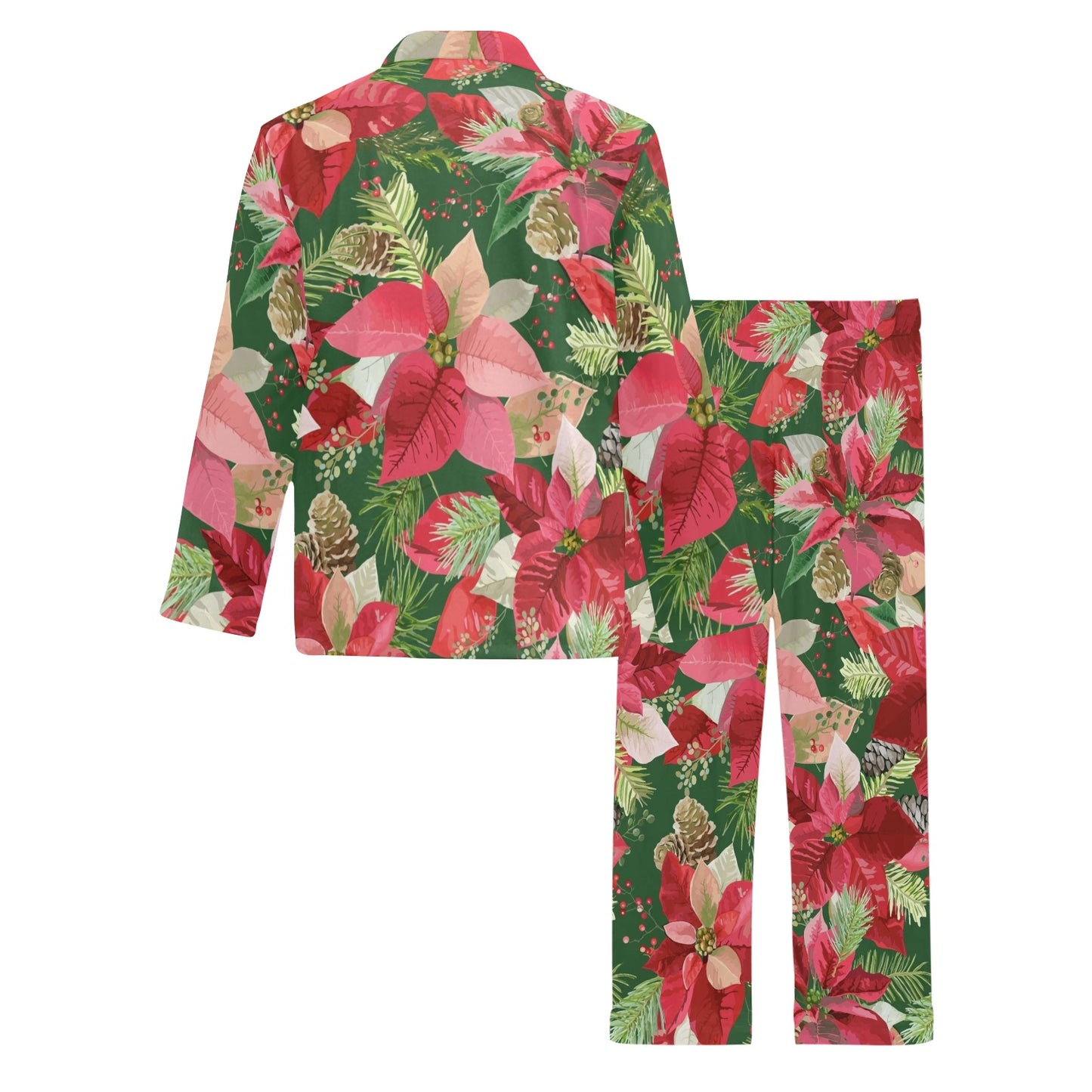 Poinsettia Pattern Print Design POT03 Men's Long Pajama Set