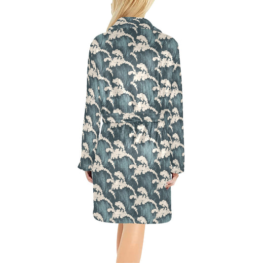 Wave Art Print Women's Fleece Robe