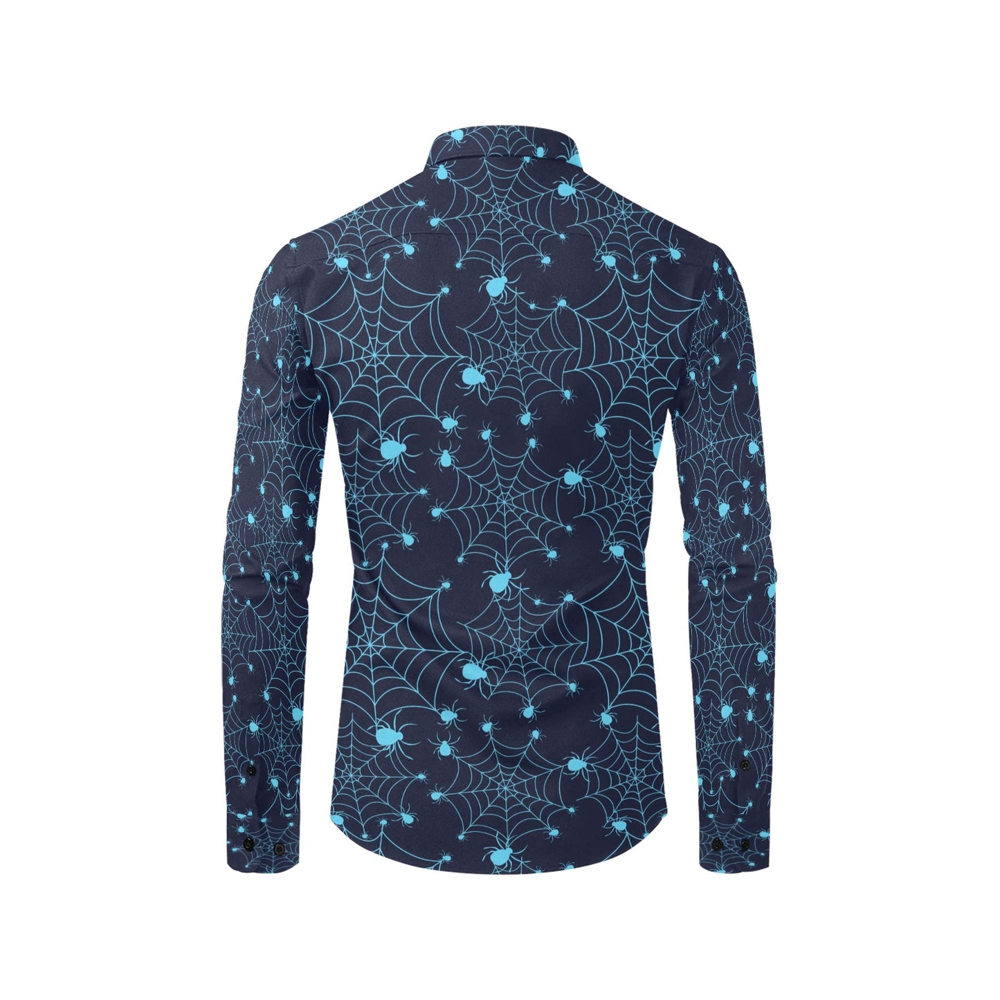 Spider Web Blue Print Design LKS304 Men's Long Sleeve Dress Shirt