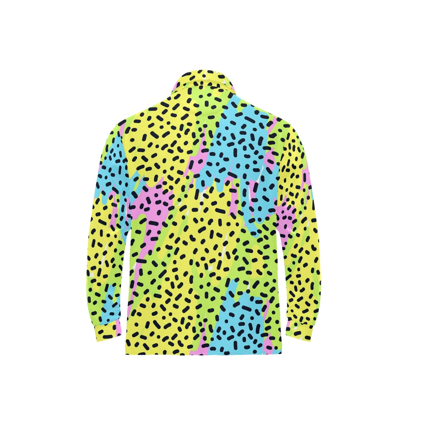 90s Pattern Print Design 2 Long Sleeve Polo Shirt For Men's