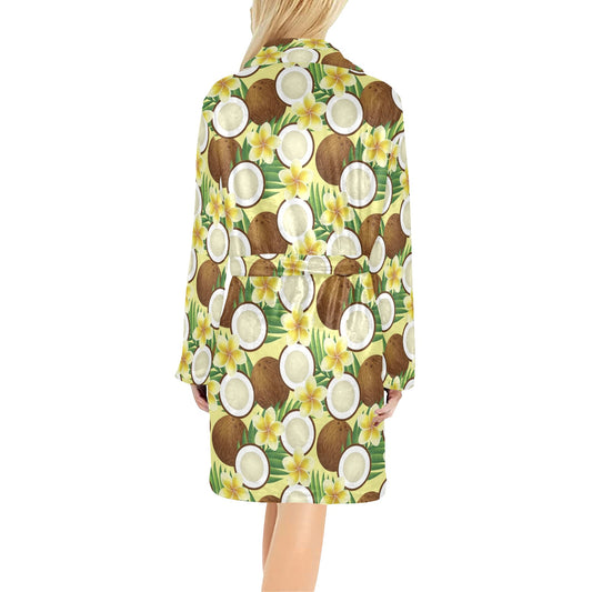 Coconut Pattern Print Design CN02 Women's Fleece Robe