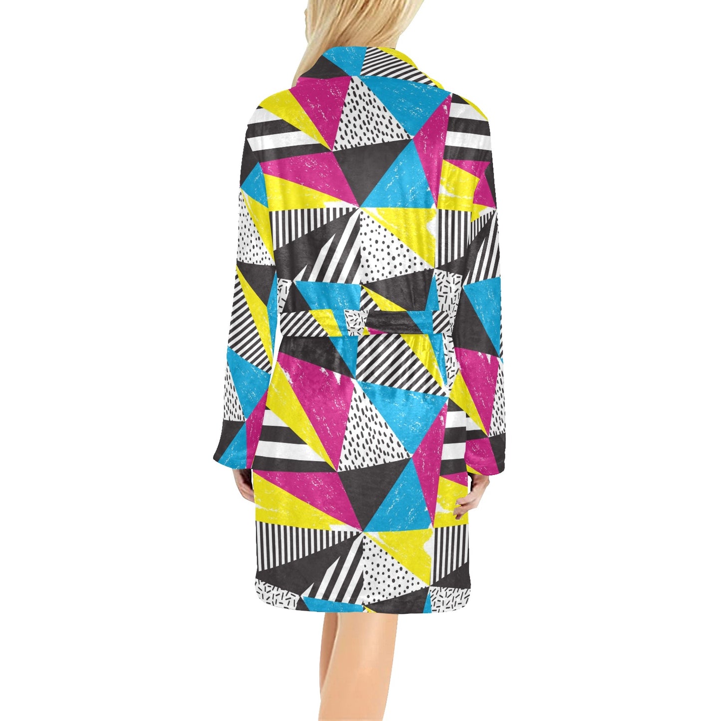 80s Pattern Print Design 2 Women's Fleece Robe