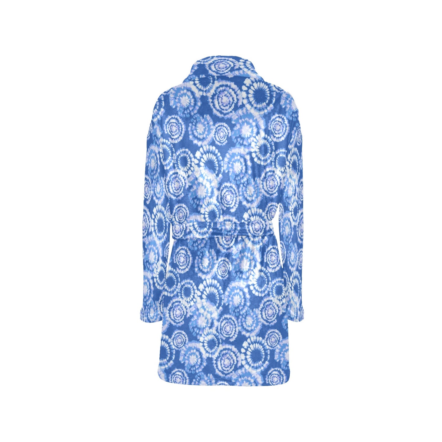 Tie Dye Blue Design Print Women's Fleece Robe
