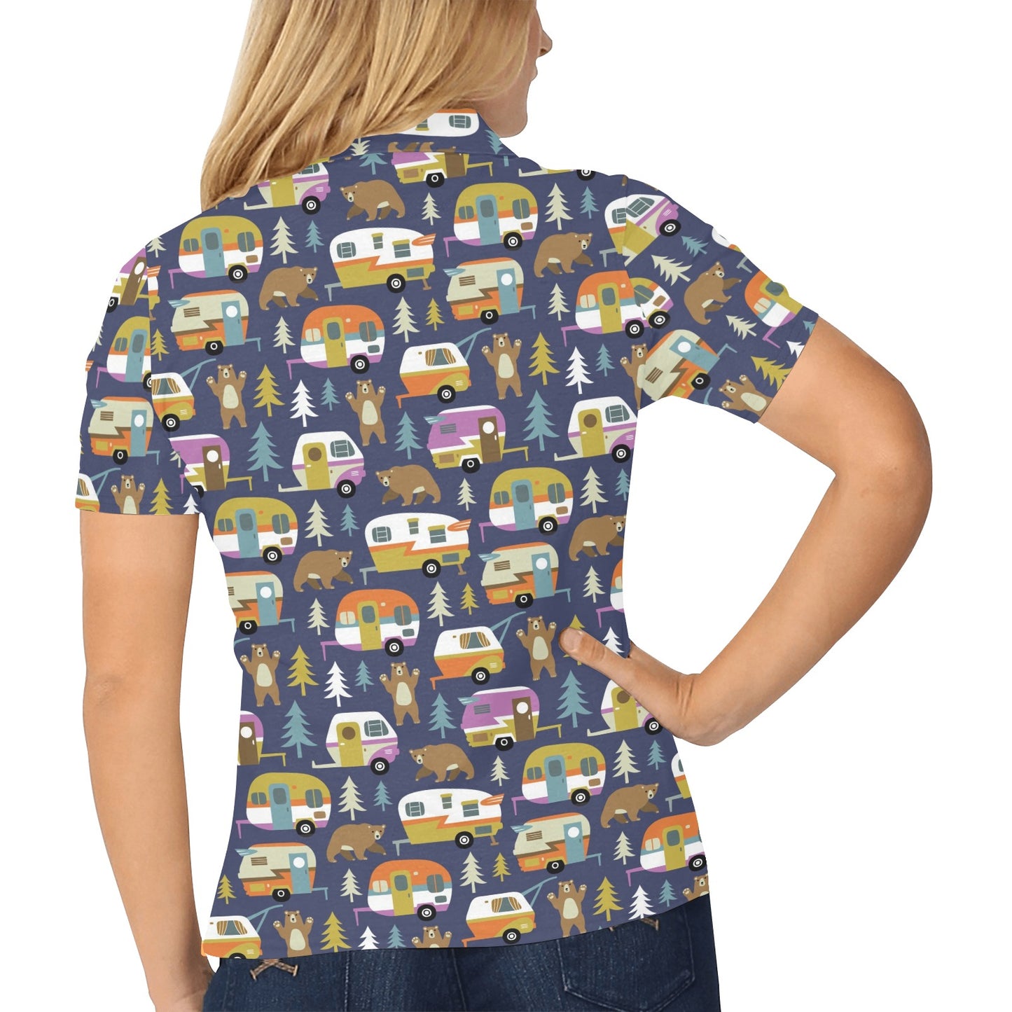 Camper Pattern Print Design 04 Women's Polo Shirt