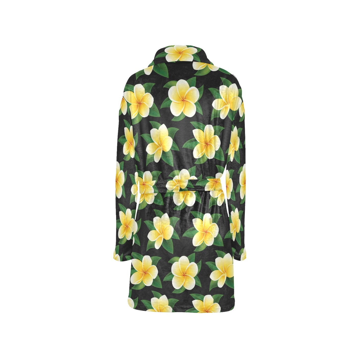 Plumeria Pattern Print Design A03 Women's Fleece Robe