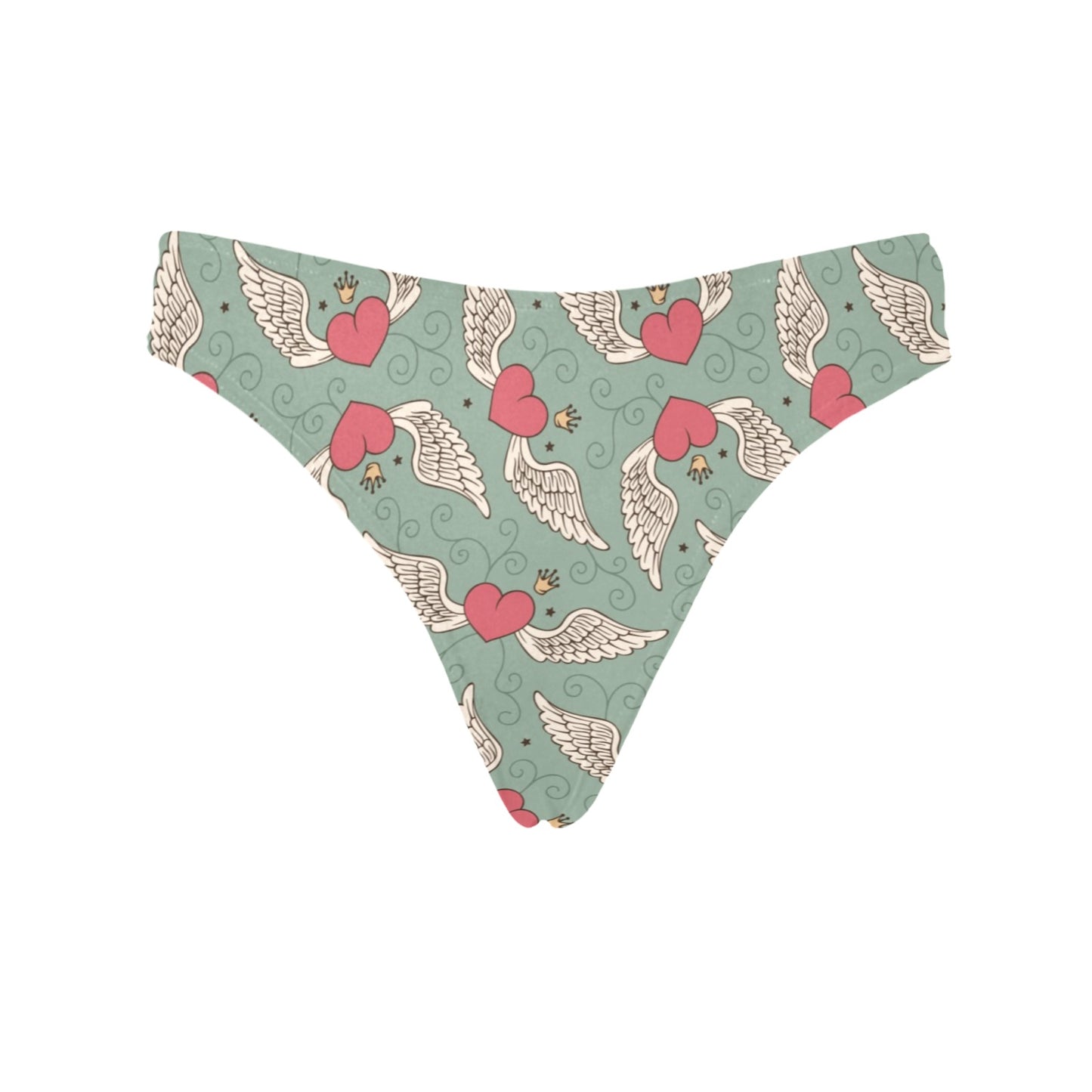 Angel Wings Heart Design Themed Print Women's Thongs