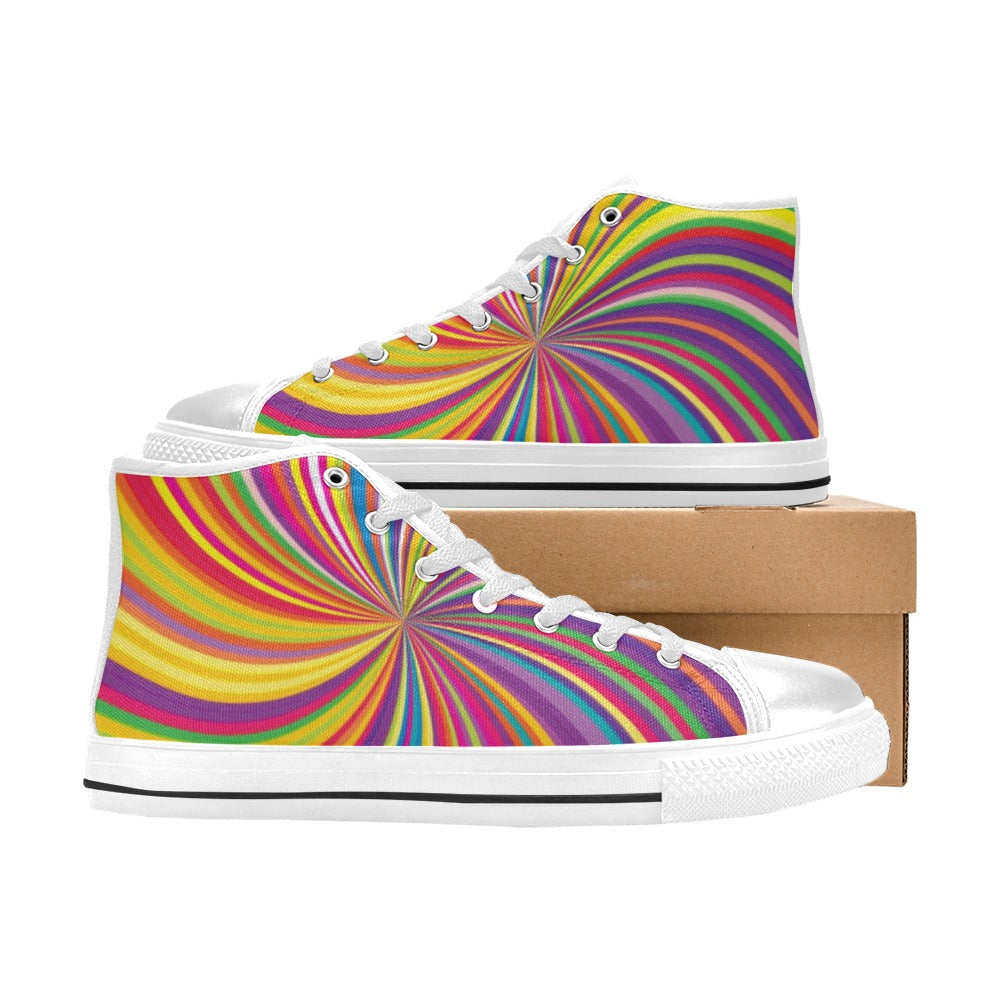 Vortex Print Design LKS301 Men's High Top Canvas Shoes