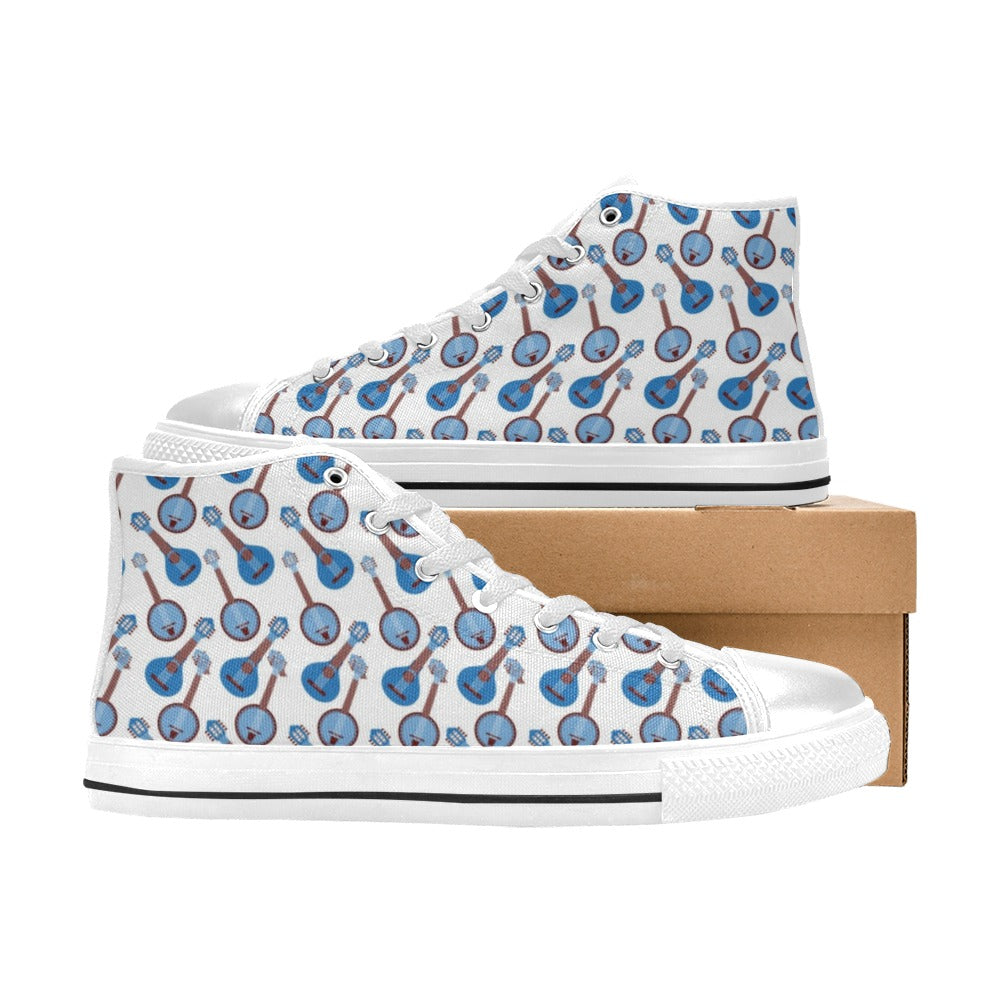 Banjo Print Design LKS401 Men's High Top Canvas Shoes