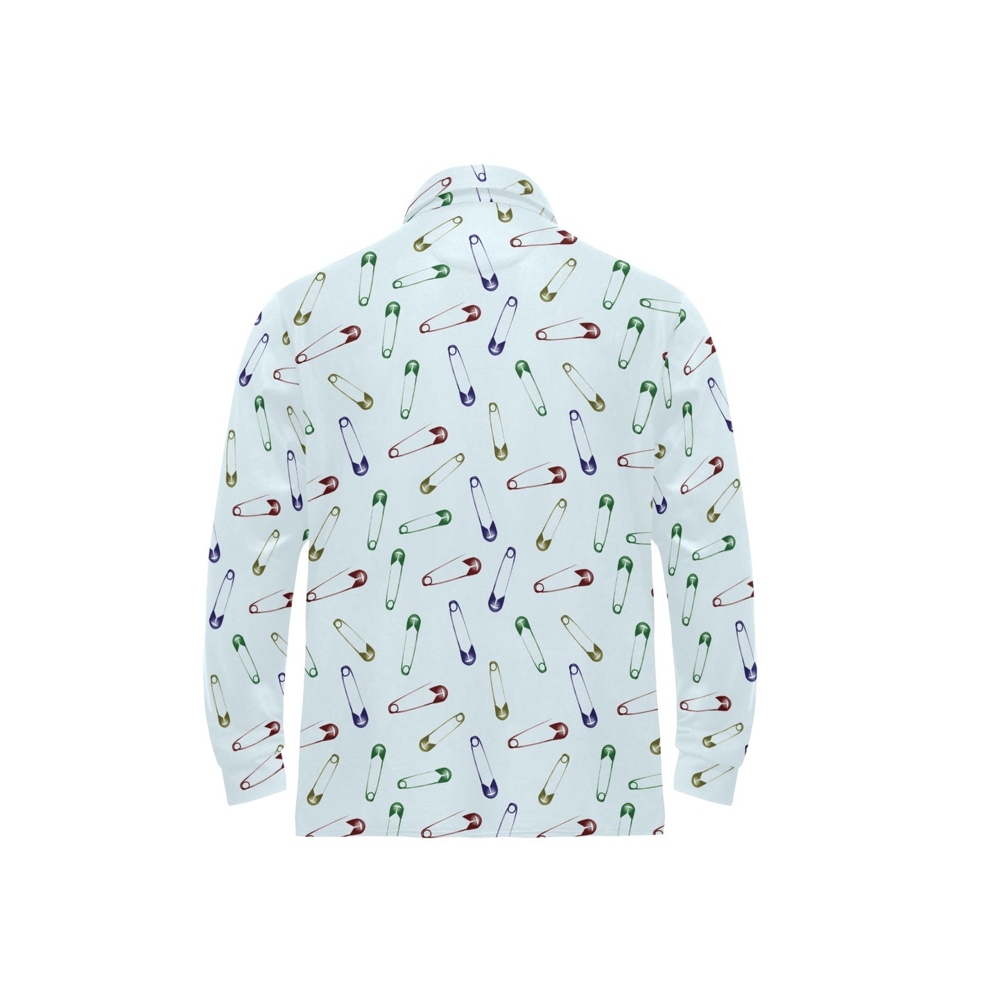 Safety Pin Print Design LKS303 Long Sleeve Polo Shirt For Men's