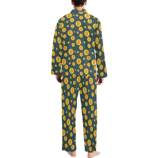 Bitcoin Pattern Print Design 01 Men's Long Pajama Set