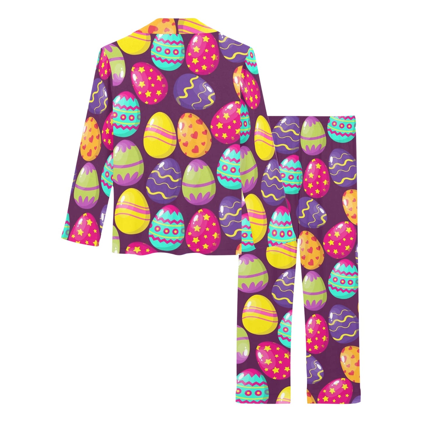 Easter Eggs Pattern Print Design RB04 Women's Long Pajama Set