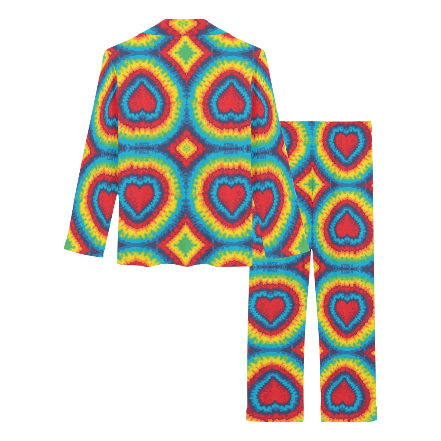 Tie Dye Heart shape Women's Long Pajama Set