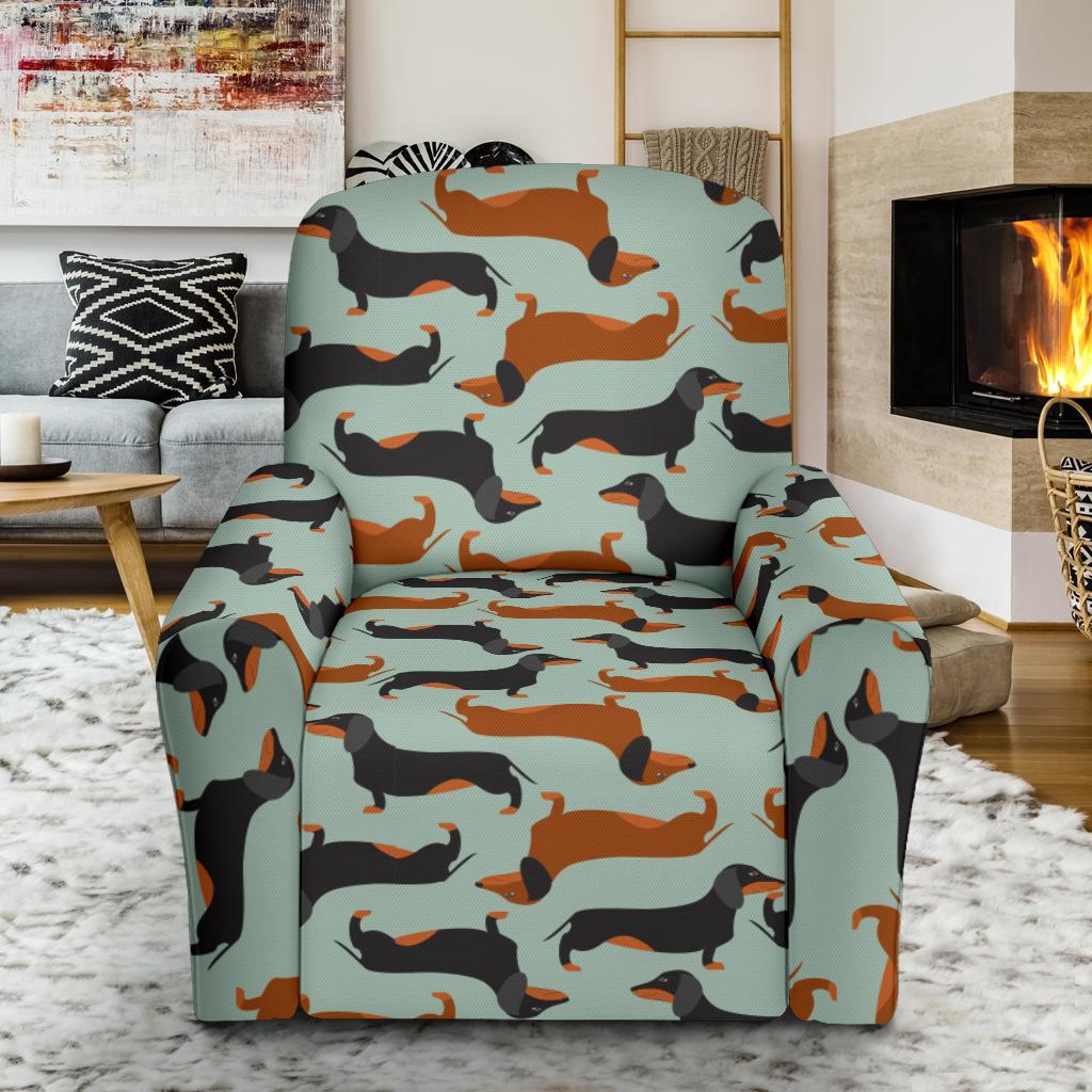 Dachshund Cute Print Pattern Single Sofa Slipcover -JTAMIGO.COM