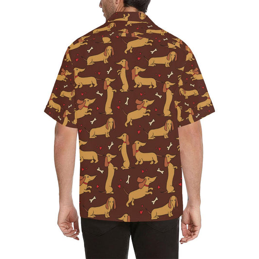Dachshund Happy Print Pattern Men Aloha Hawaiian Shirt
