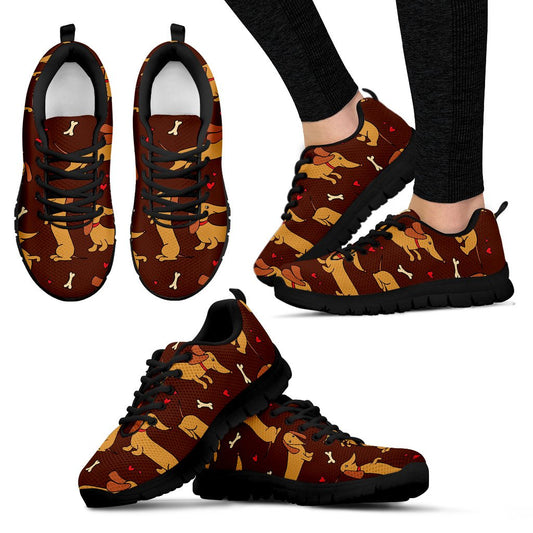 Dachshund Happy Print Pattern Women Sneakers Shoes