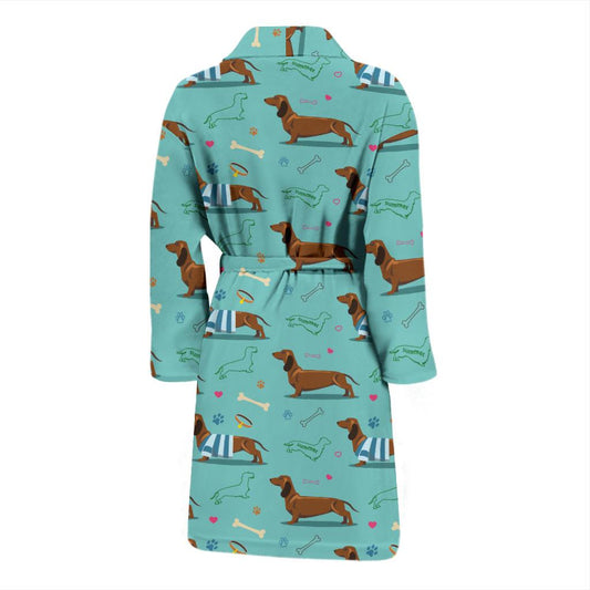 Dachshund Paw Decorative Print Pattern Men Bath Robe-JTAMIGO.COM