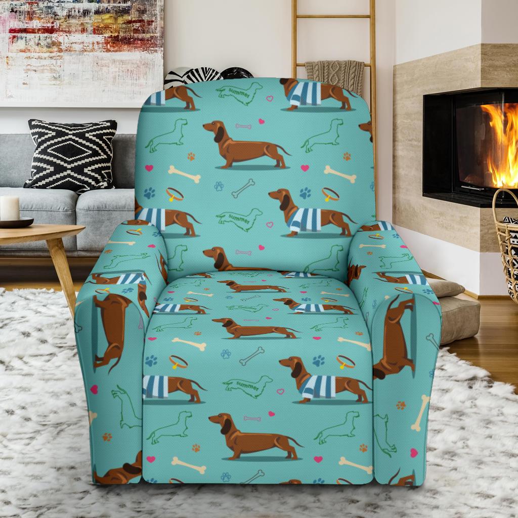 Dachshund Paw Decorative Print Pattern Single Sofa Slipcover -JTAMIGO.COM