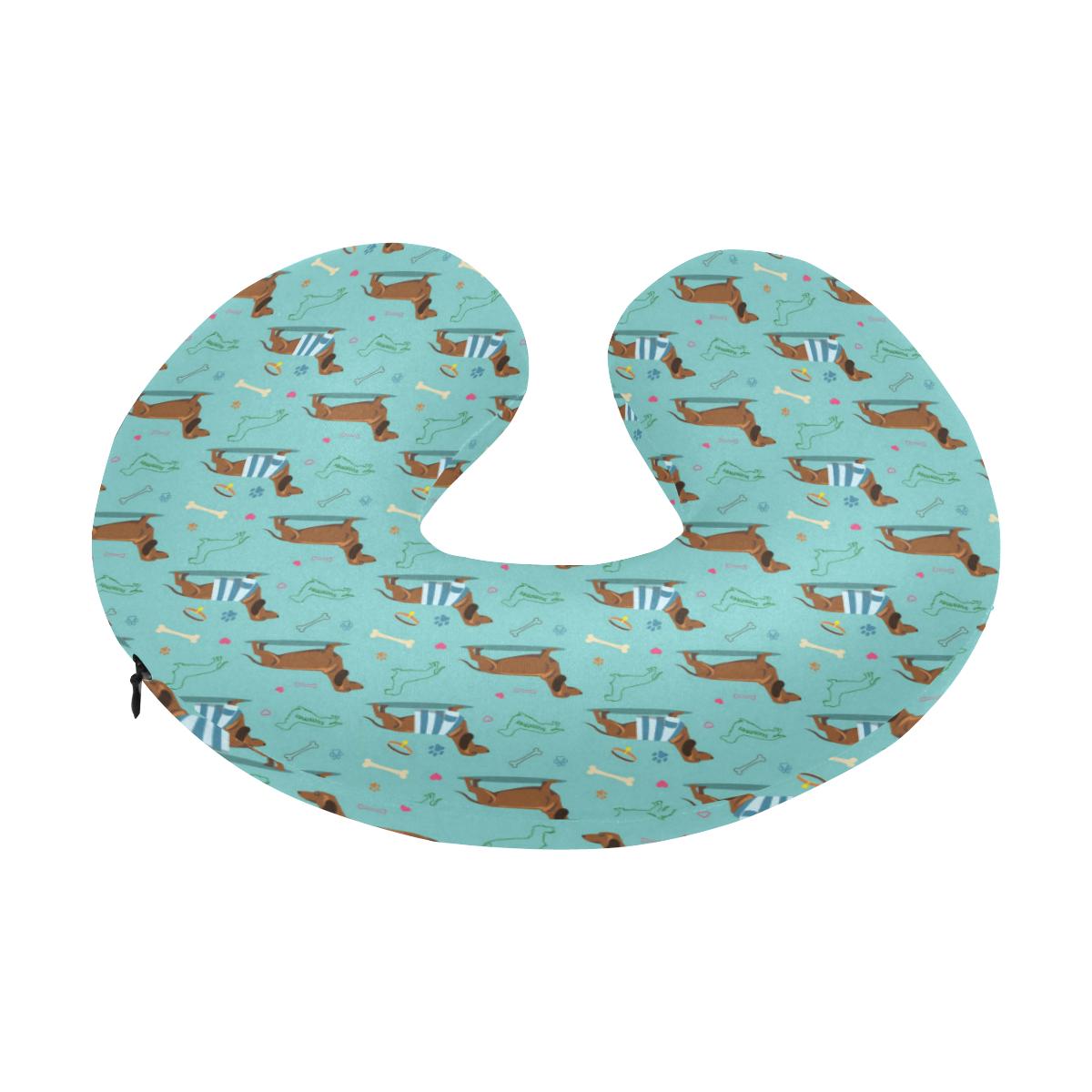 Dachshund Paw Decorative Print Pattern U-Shaped Travel Neck Pillow-JTAMIGO.COM