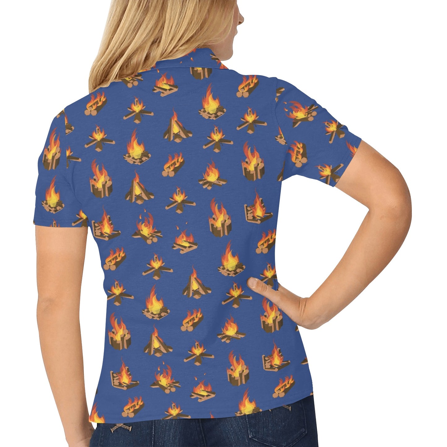 Campfire Pattern Print Design 03 Women's Polo Shirt