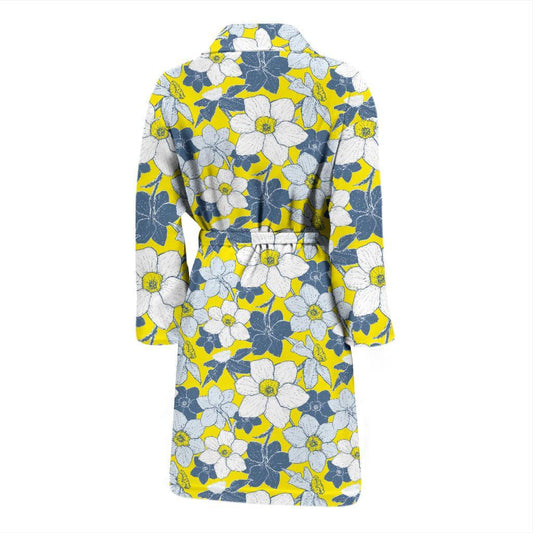 Daffodils Pattern Print Design 01 Men Bathrobe-JORJUNE.COM
