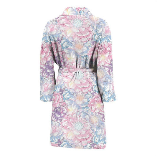 Dahlia Pattern Print Design 01 Men Bathrobe-JORJUNE.COM