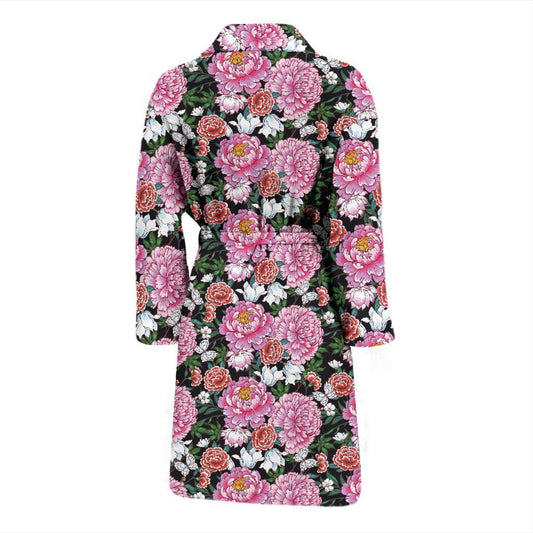 Dahlia Pattern Print Design 02 Men Bathrobe-JORJUNE.COM