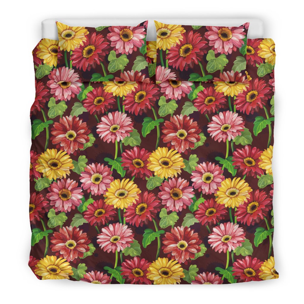 Daisy Gerbera Print Pattern Duvet Cover Bedding Set