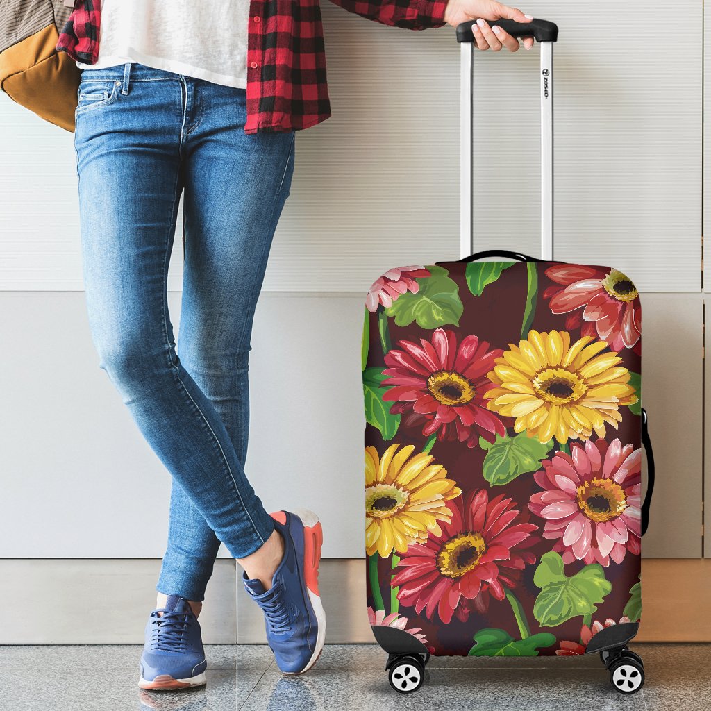 Daisy Gerbera Print Pattern Luggage Cover Protector