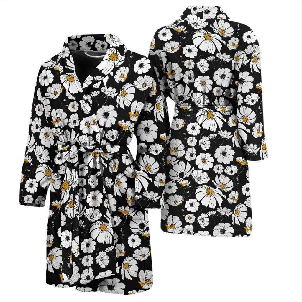 Daisy Pattern Print Design 02 Men Bathrobe-JORJUNE.COM