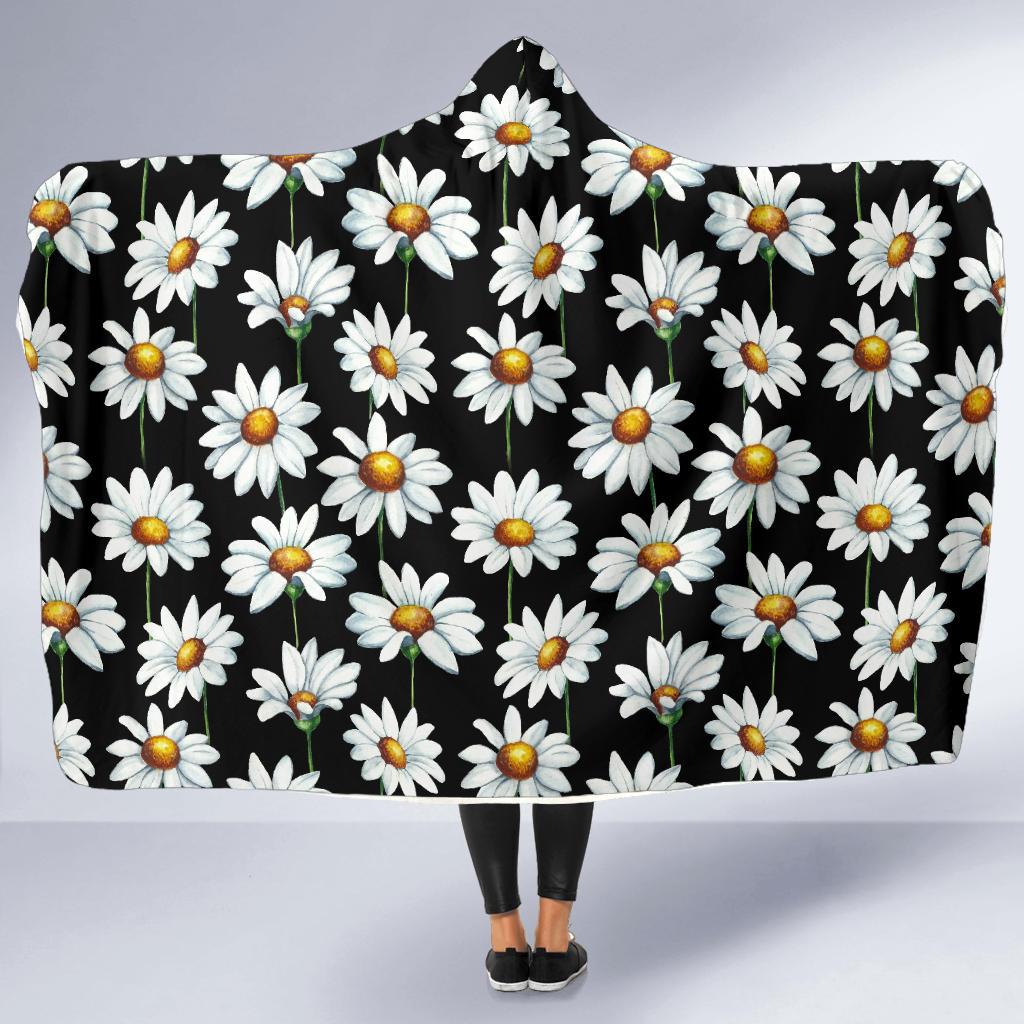 Daisy Print Pattern Hooded Blanket-JTAMIGO.COM