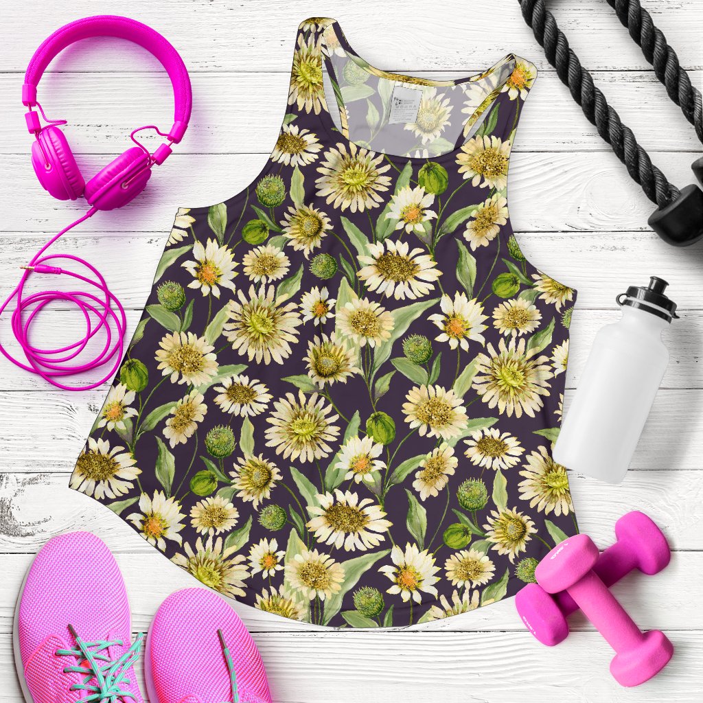 Daisy Vintage Print Pattern Women Racerback Tank Top
