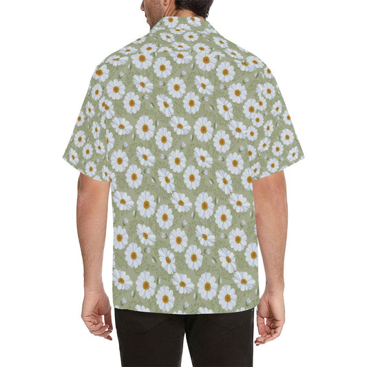 Daisy Yellow Print Pattern Men Aloha Hawaiian Shirt
