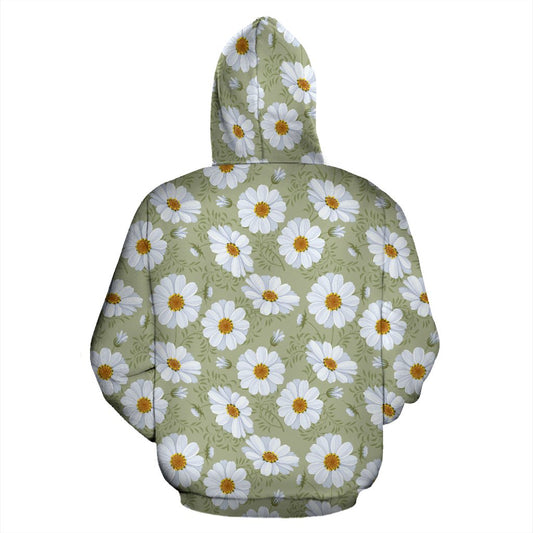 Daisy Yellow Print Pattern Pullover Hoodie