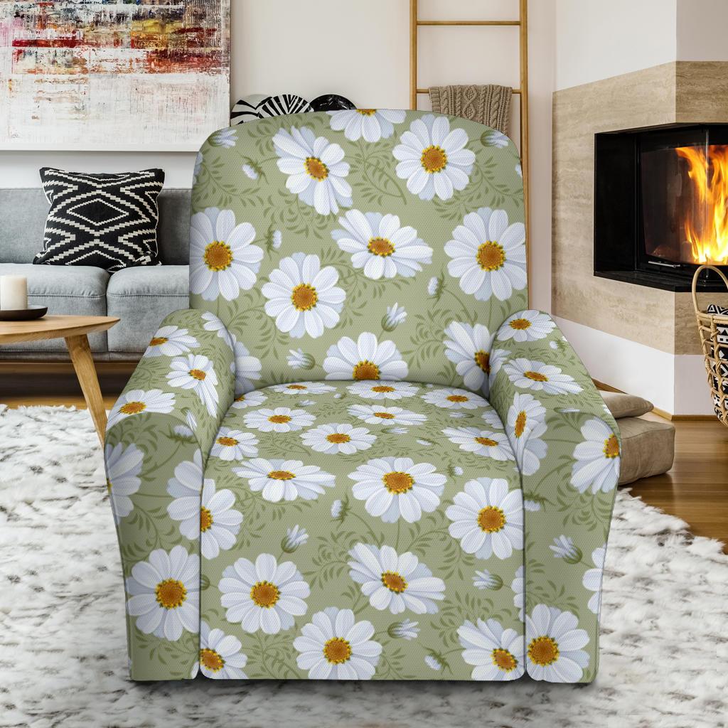 Daisy Yellow Print Pattern Single Sofa Slipcover -JTAMIGO.COM