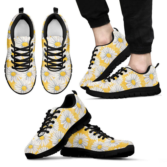 Daisy Yellow Watercolor Print Pattern Men Sneakers Shoes