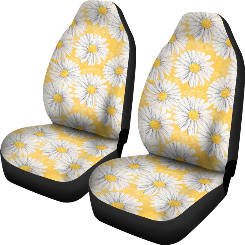 Daisy Yellow Watercolor Print Pattern Universal Fit Car Seat Covers
