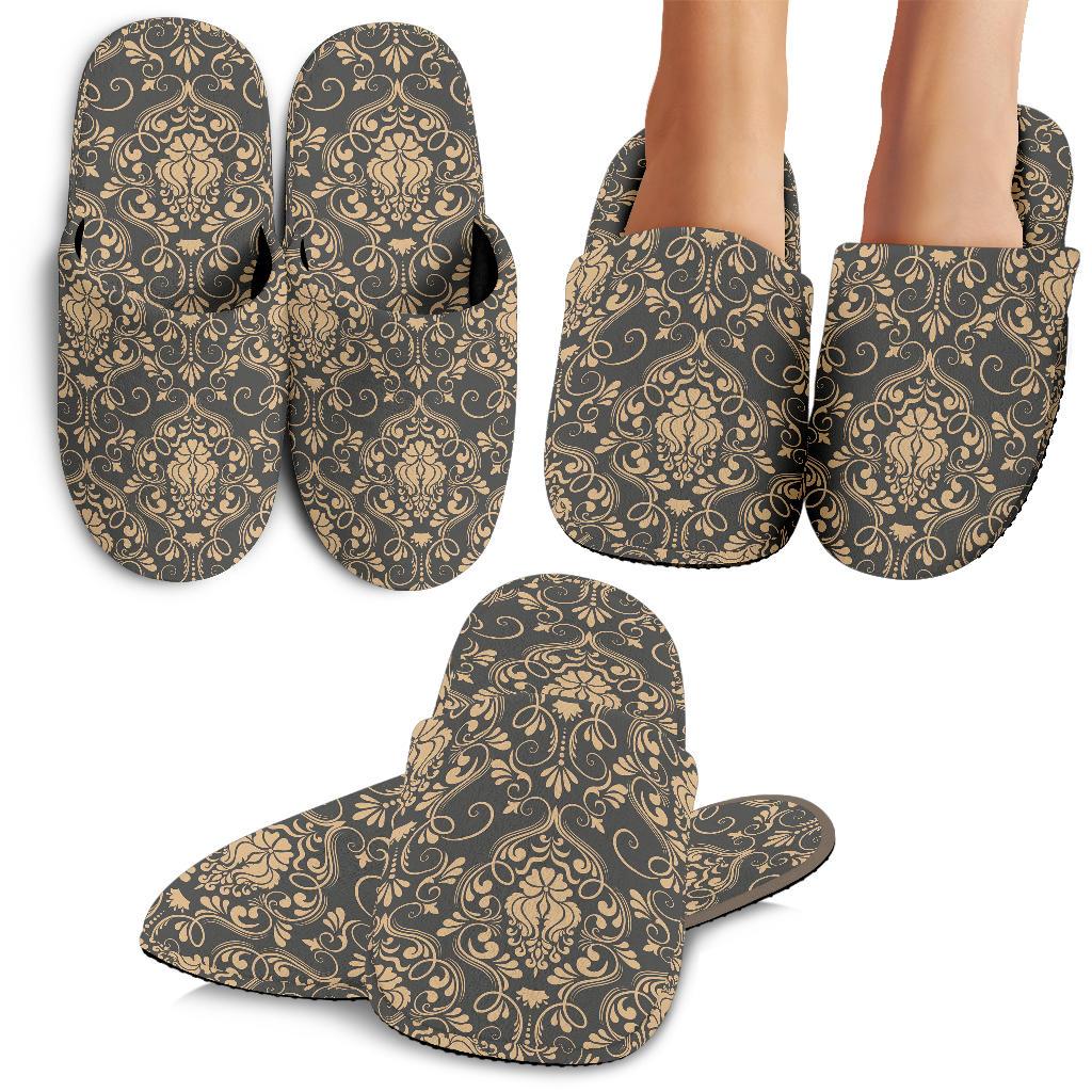 Damask Elegant Luxury Print Pattern House Slippers