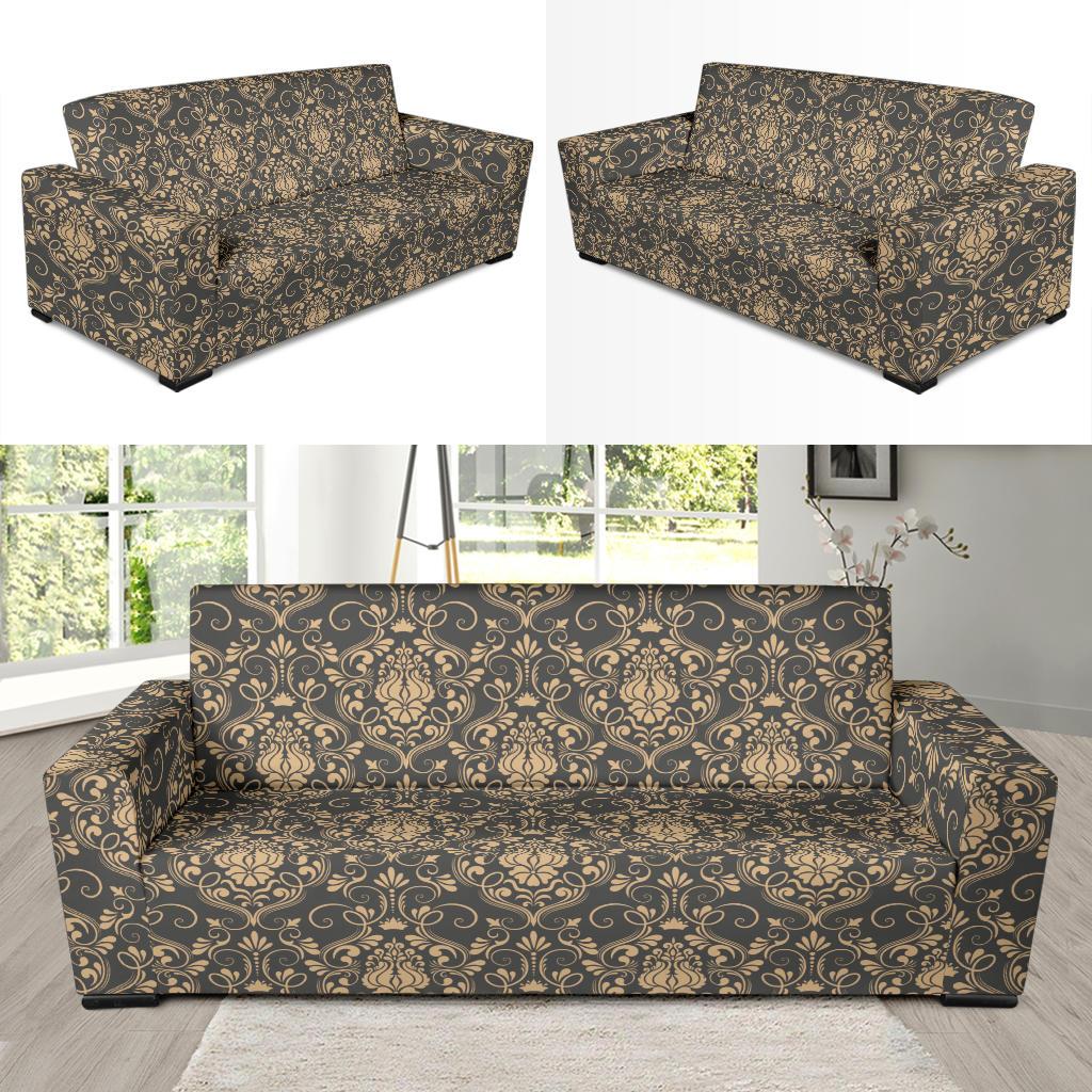 Damask Elegant Luxury Print Pattern Sofa Slipcover-JTAMIGO.COM