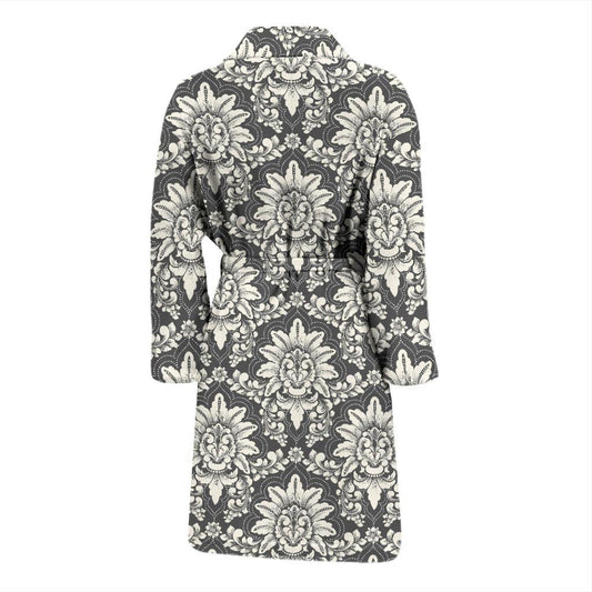 Damask Elegant Print Pattern Men Bath Robe-JTAMIGO.COM