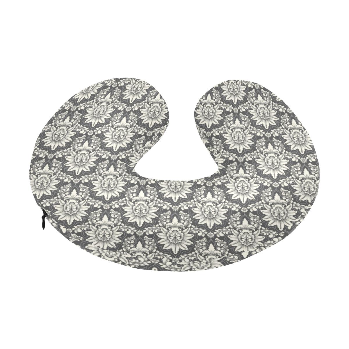 Damask Elegant Print Pattern U-Shaped Travel Neck Pillow-JTAMIGO.COM