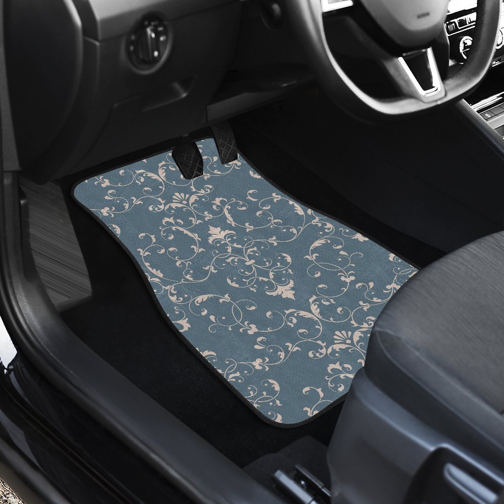Damask Elegant Teal Print Pattern Car Floor Mats