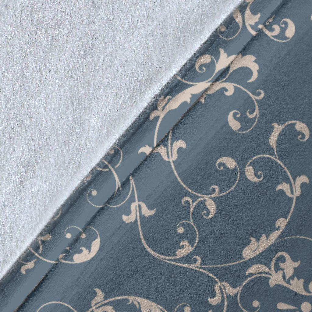 Damask Elegant Teal Print Pattern Fleece Blanket