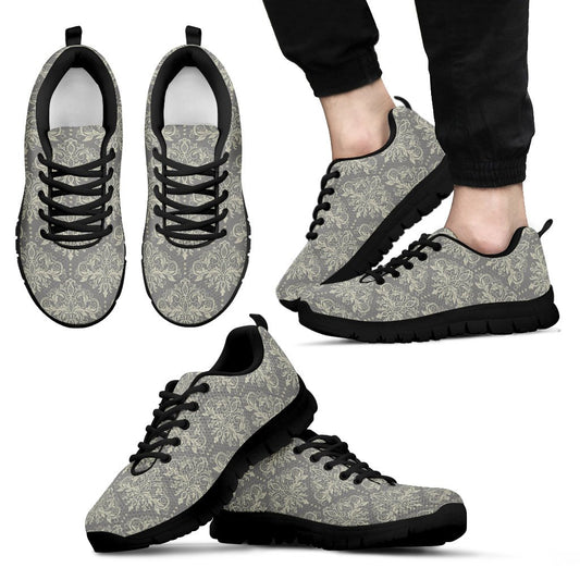 Damask Grey Elegant Print Pattern Men Sneakers Shoes