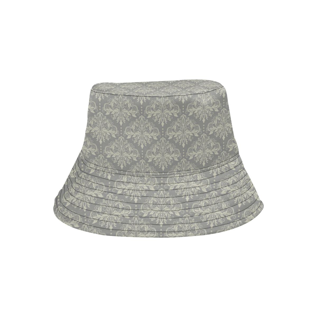 Damask Grey Elegant Print Pattern Unisex Bucket Hat