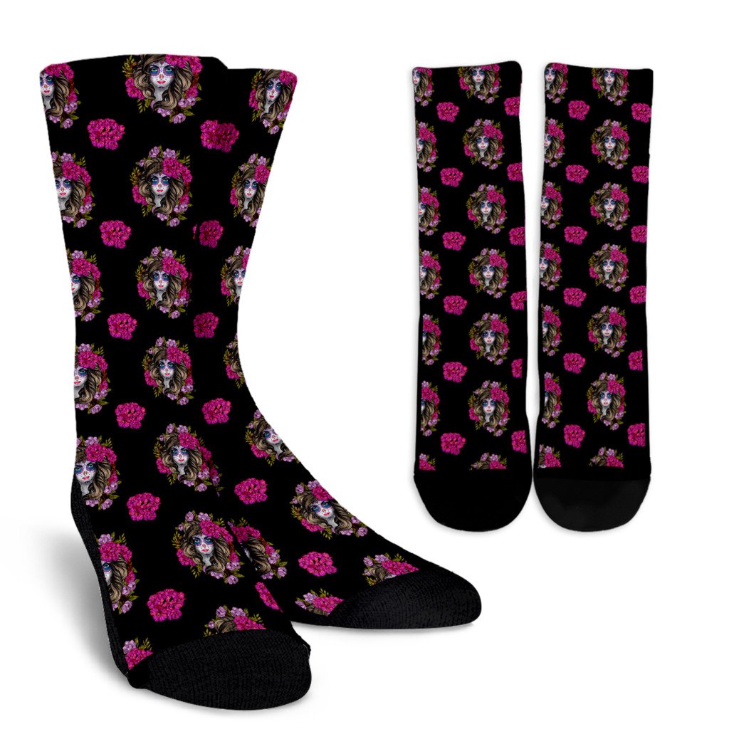 Day of the Dead Makeup Girl Crew Socks