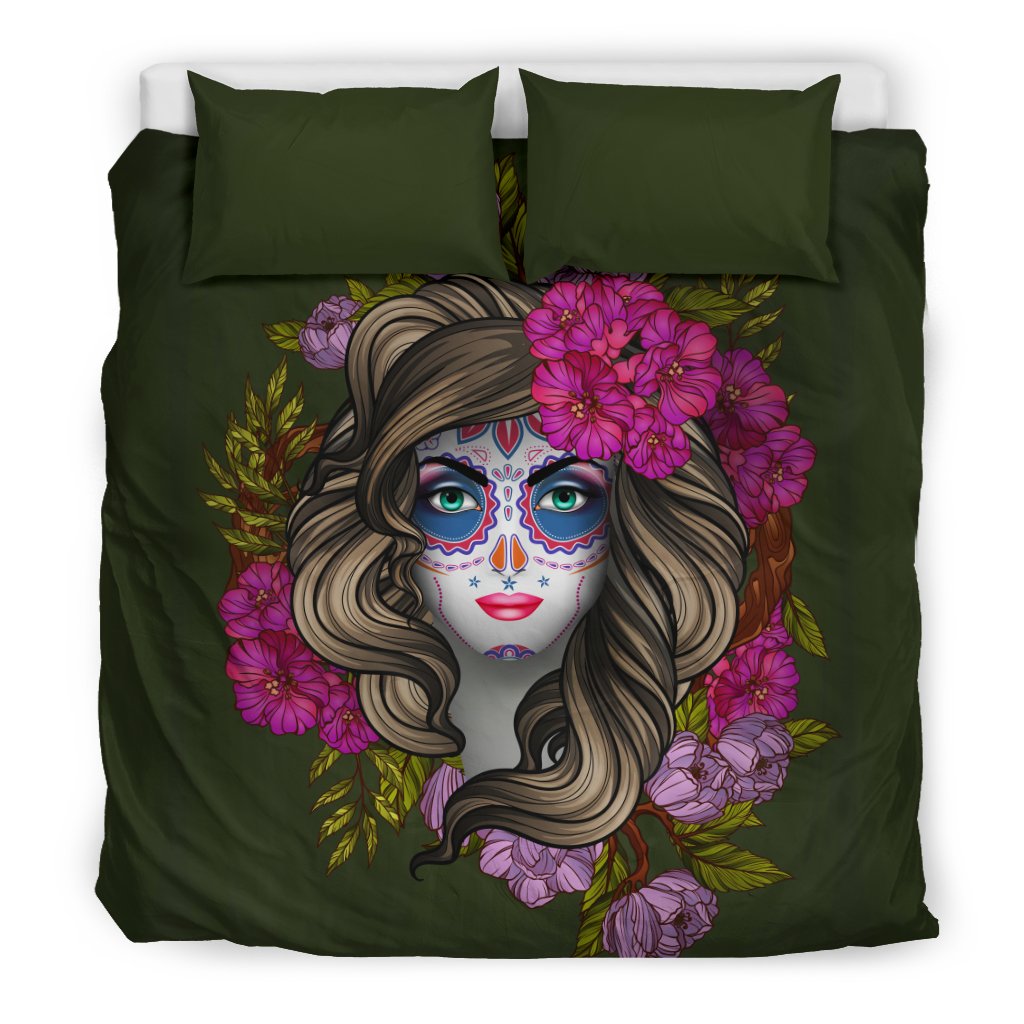 Day Of The Dead Makeup Girl Duvet Cover Bedding Set