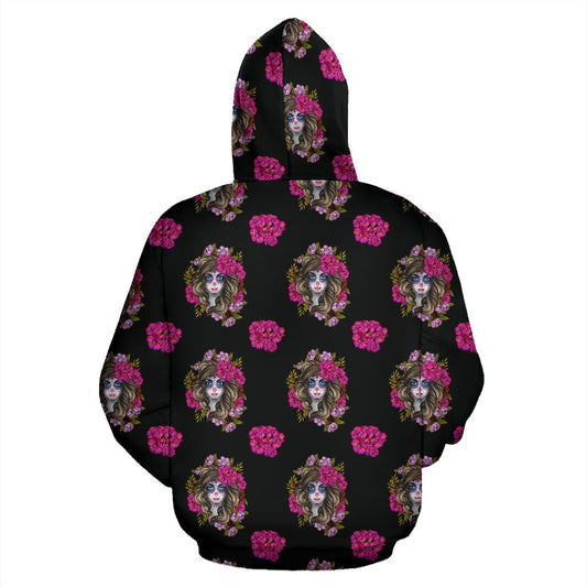 Day of the Dead Makeup Girl Pullover Hoodie