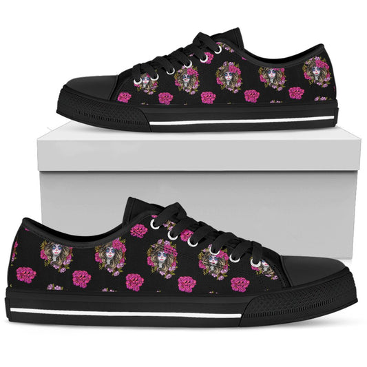 Day of the Dead Makeup Girl Women Low Top Shoes