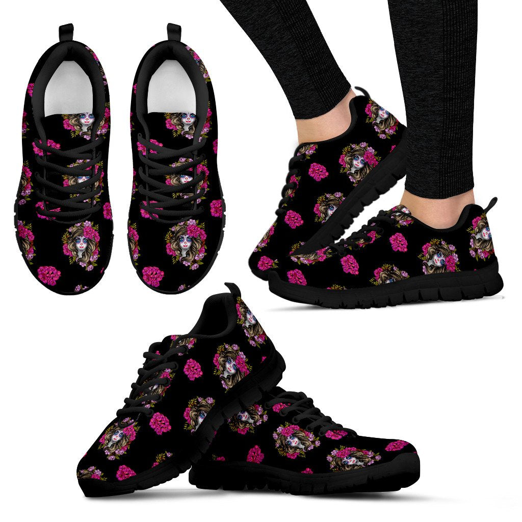 Day Of The Dead Makeup Girl Women Sneakers Shoes