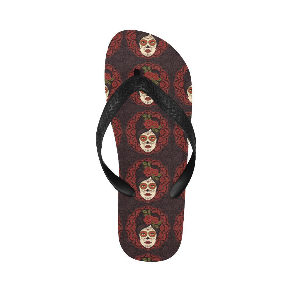 Day of the Dead Mexican Girl Flip Flops-JTAMIGO.COM